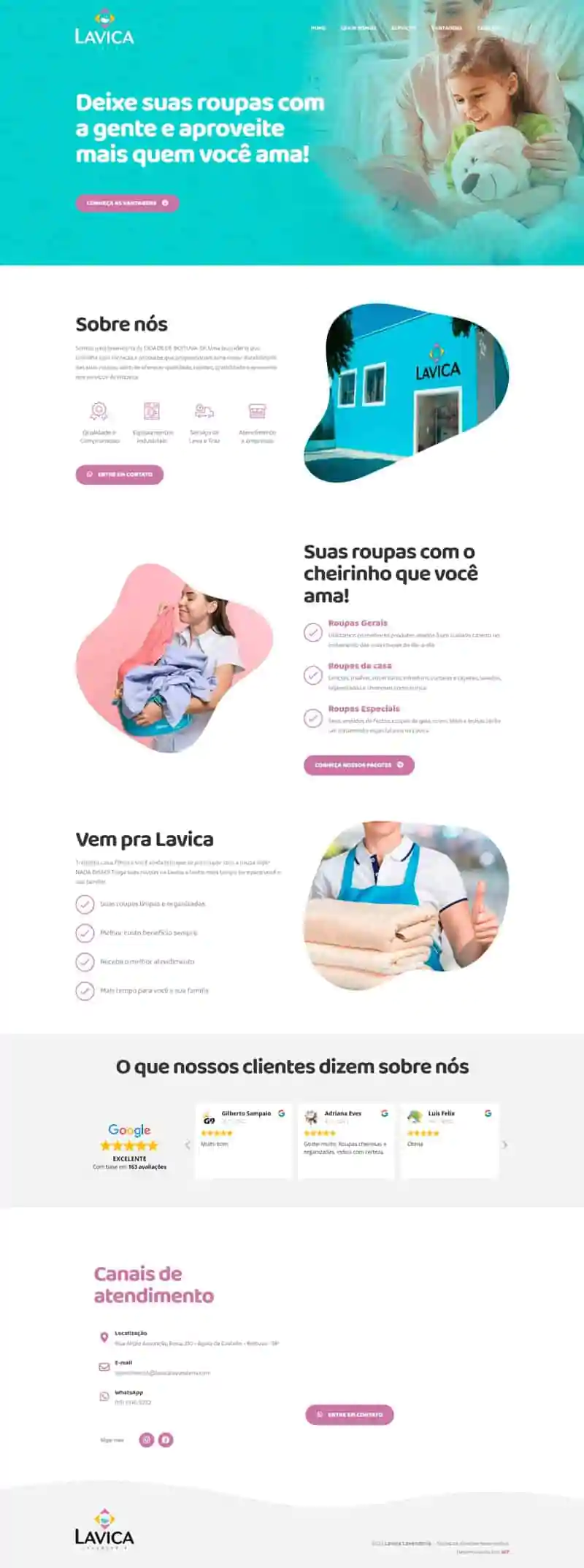 Landing Page Lavica Lavanderia