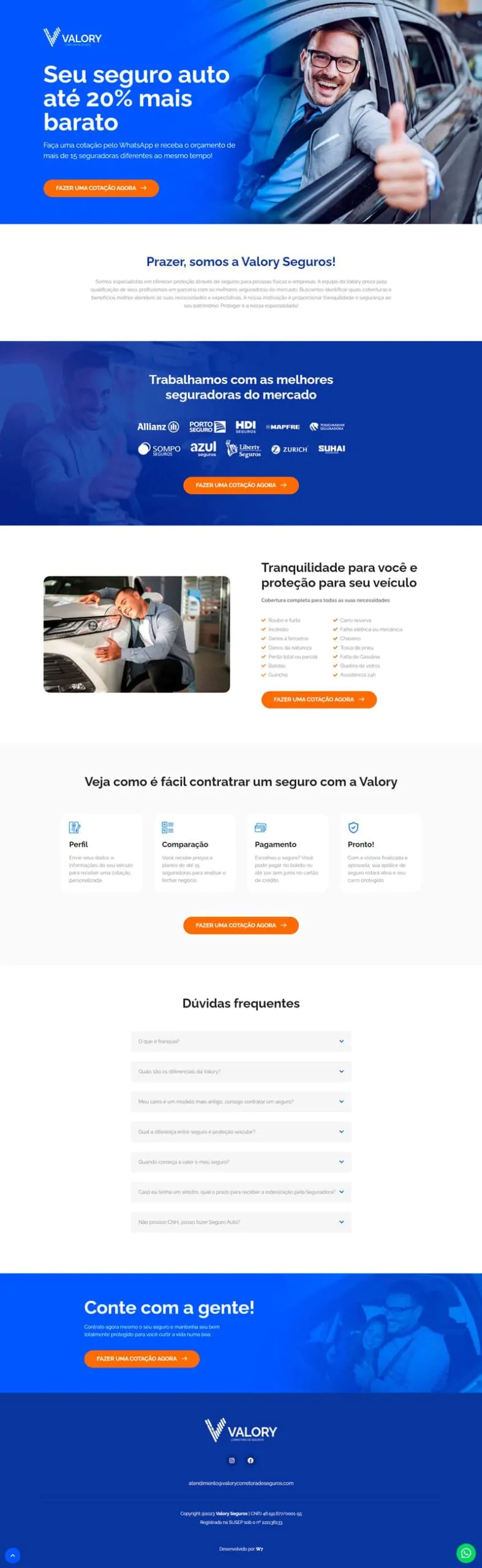 Landing Page Valory Seguros